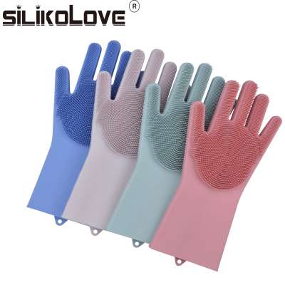 Amazon FDA Heat Resistant Silicone Scrubber Brush Kitchen Cleaning Glove Dish Washing Glove